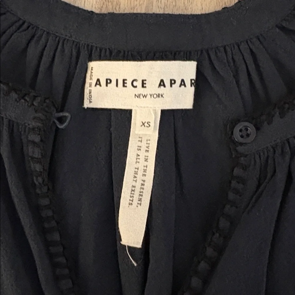 Apiece Apart Maria Mini Dress Puff Gathered Sleeves Women’s Size XS Navy Blue